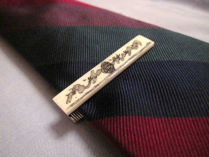 I love this scrimshaw tie clip