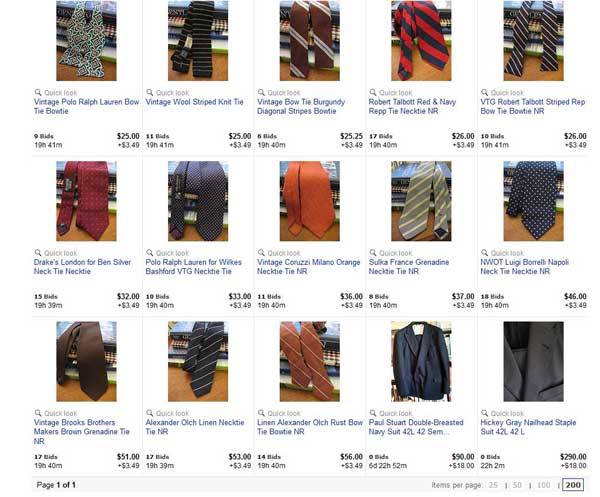 I’ve got a few dozen ties and a couple of suits on eBay right now