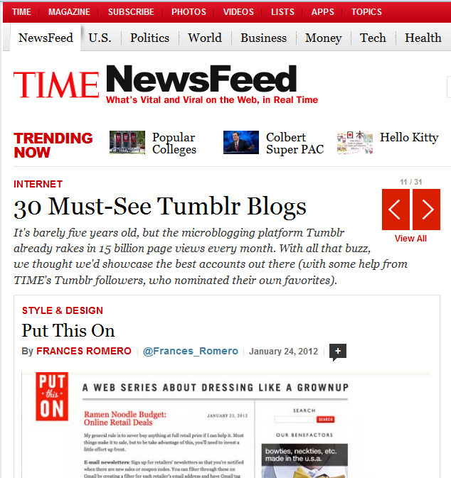 Roundup of “30 Must-See Tumblr Blogs!”