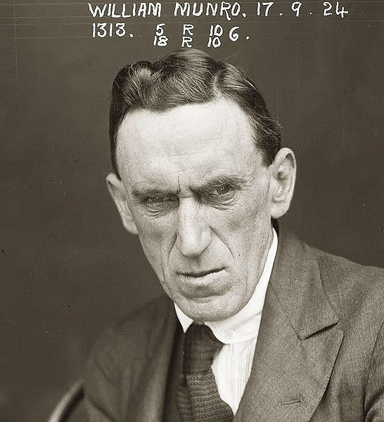 The mugshot of William Munro, 1924.