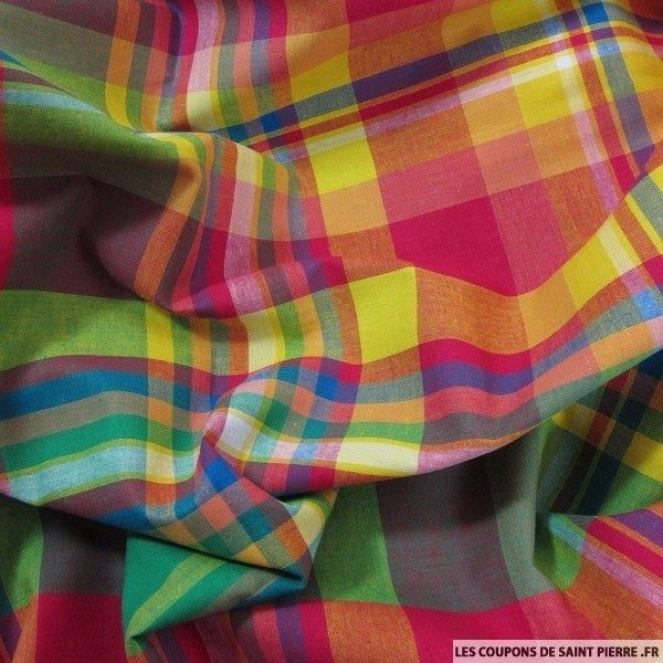 A selection of some very, very bright madras plaids from France
