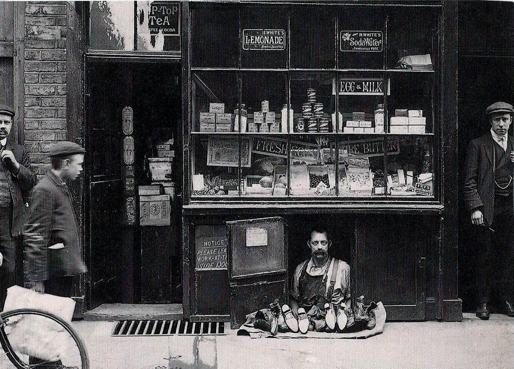 The smallest shop in London, circa 1900
