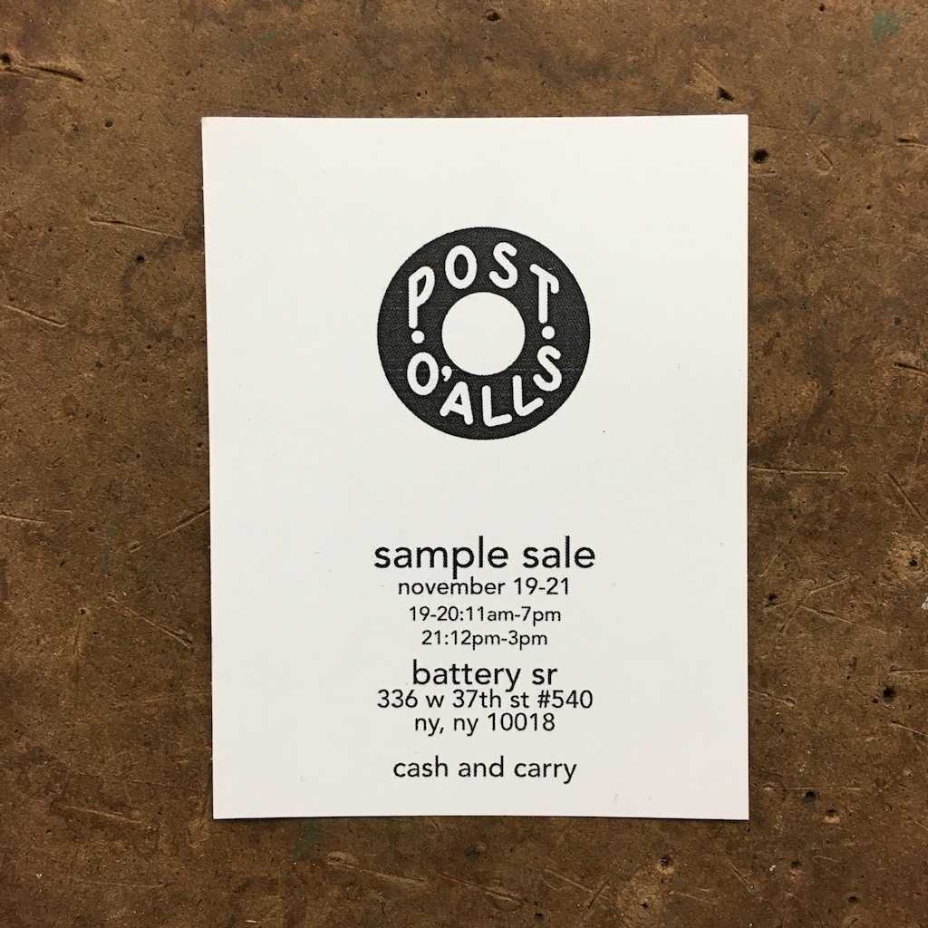 It’s on Sale: Post O’Alls Sample Sale in New York
