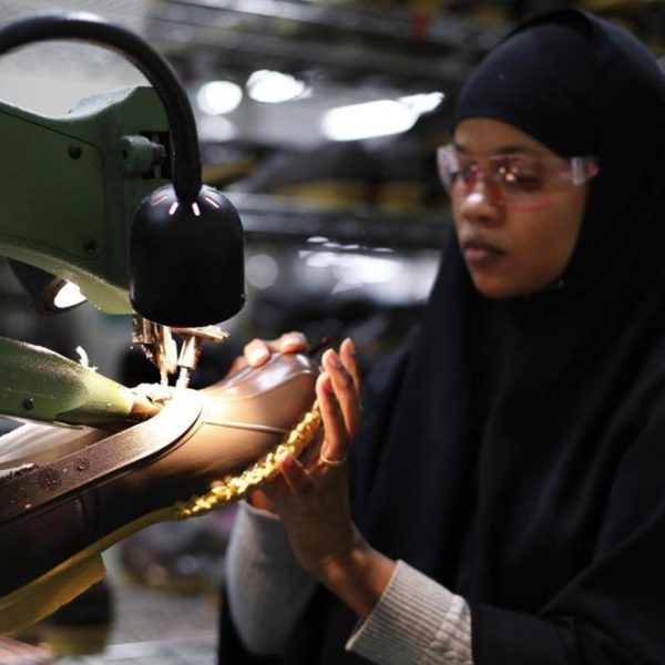 A muslim woman in LL Bean’s Lewiston, Maine factory