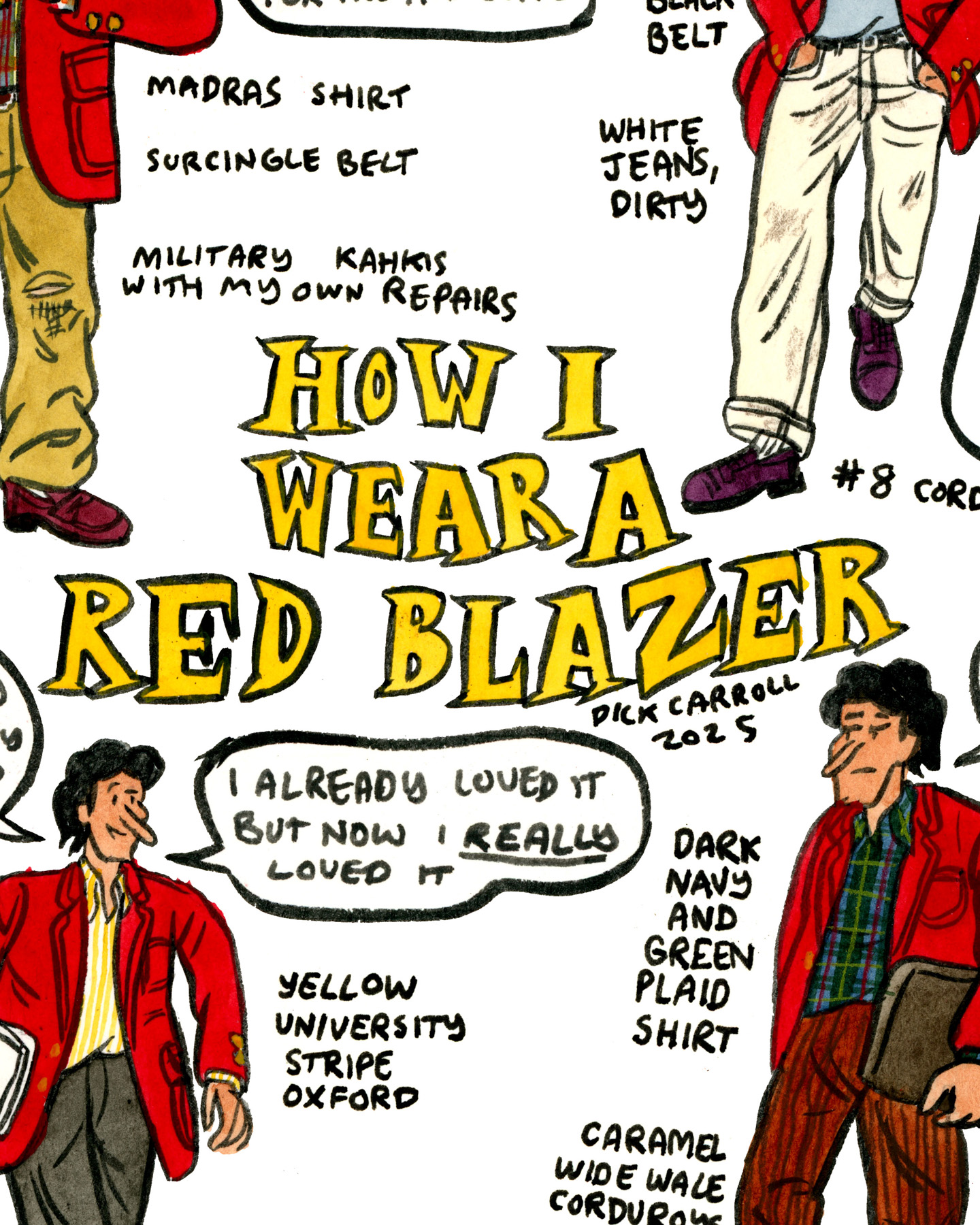 Style & Fashion Drawings: How I Wear a Red Blazer